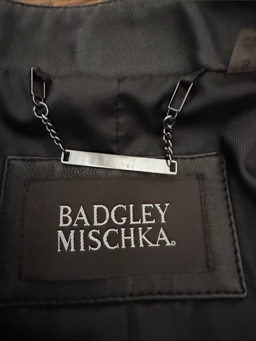 Badgley Mischka Black Leather Moto Jacket - Picture 9 of 14
